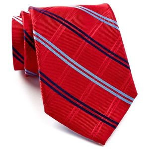 NWT Tommy Hilfiger Red Plaid Slim Silk Tie